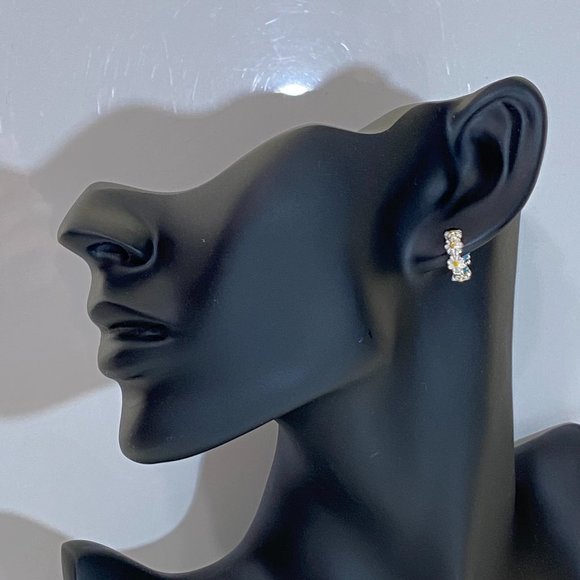 Sterling Silver Daisy Huggie Hoop Earrings - Picture 4 of 9